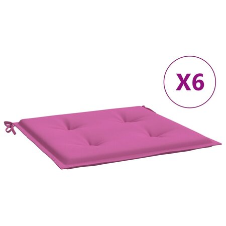 vidaXL Coussins de chaise de jardin lot de 6 rose 50x50x3 cm tissu