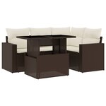 vidaXL Salon de jardin avec coussins 5 Pièces marron résine tressée