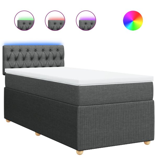 vidaXL Sommier à lattes de lit avec matelas Gris foncé 100x200cm Tissu