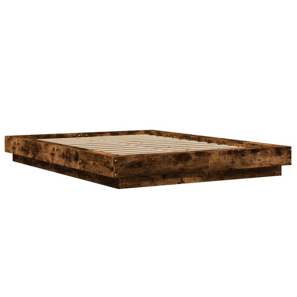 vidaXL Cadre de lit chêne fumé 120x190 cm bois d'ingénierie