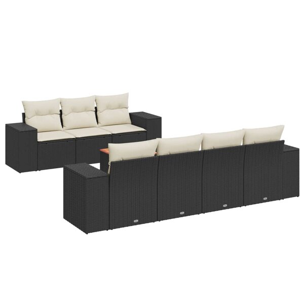 vidaXL Salon de jardin 8 Pièces avec coussins noir résine tressée