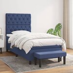 vidaXL Sommier à lattes de lit avec matelas Bleu 80x200 cm Tissu
