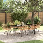vidaXL Set de Salle à Manger de Jardin 7 Pièces en Rattan Poly Brun