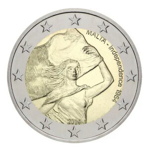 2 euros commémorative Malte 2014 - 50 ans indépendance.