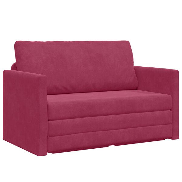 vidaXL Canapé Lit au Sol 2-en-1 Rouge Vin 124x204x61 cm Velours