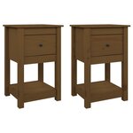 vidaXL Tables de chevet 2 Pièces Marron miel 40x35x61 5 cm Pin solide
