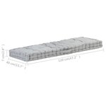 vidaXL Coussin de plancher de palette Coton 120x40x7 cm Gris