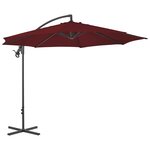 vidaXL Parasol déporté avec mât en acier 300 cm Rouge bordeaux