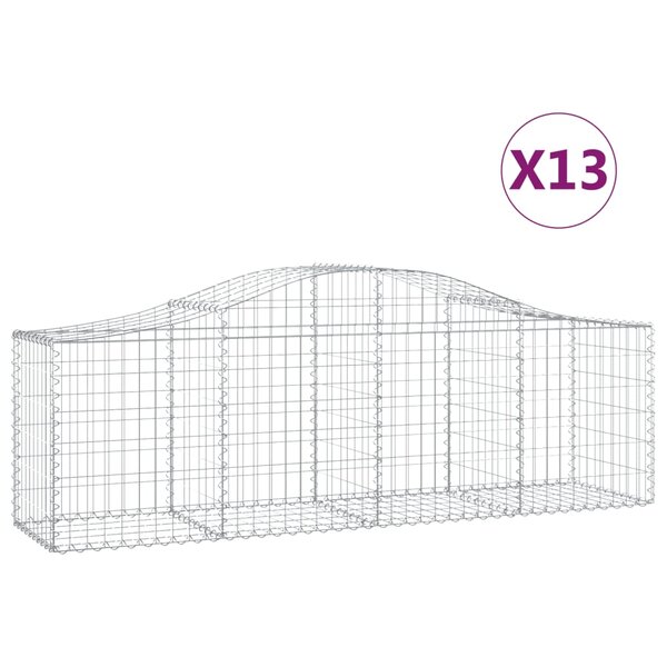 vidaXL Paniers à gabions arqués 13 Pièces 200x50x60/80 cm Fer galvanisé