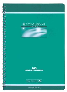 Cahier reliure intégrale 17 x 22 cm 5x5 70g 100 pages CONQUÉRANT SEPT