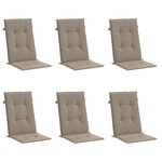 vidaXL Coussins de chaise de jardin dossier haut lot de 6 taupe tissu