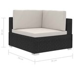 vidaXL Chaises d'angles lot de 2 avec coussins Résine tressée Noir