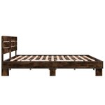 vidaXL Cadre de lit chêne fumé 200x200 cm bois d'ingénierie et métal
