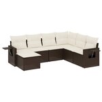 vidaXL Salon de jardin avec coussins 7 Pièces marron résine tressée