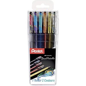 Pochette de 6 rollers encre gel métallique dual metallic k110 pentel