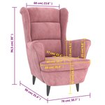vidaXL Fauteuil rose velours