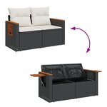 Ensemble de Canapés de Jardin vidaXL 9 pièces avec Coussins Noir Poly Rattan Acacia