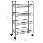 vidaXL Chariot de cuisine à 4 niveaux Gris 46x26x85 cm Fer