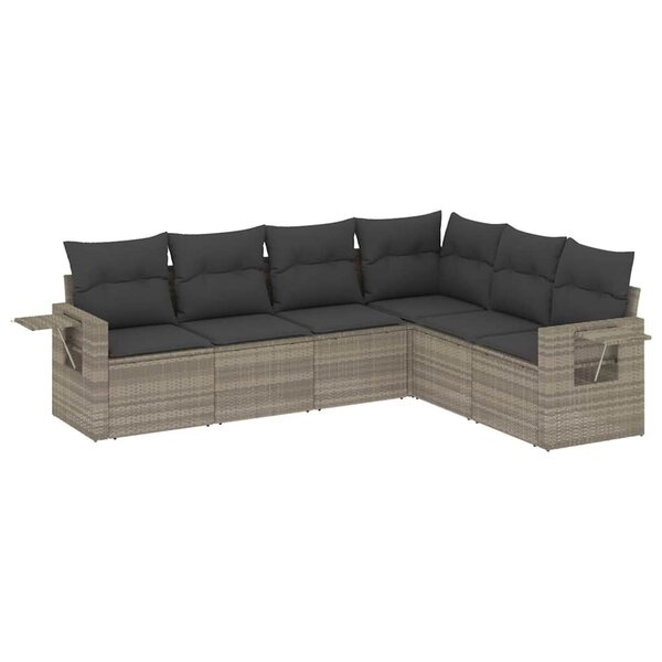 vidaXL Salon de jardin 6 Pièces avec coussins gris clair résine tressée