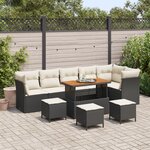 Ensemble de Canapés de Jardin 10 pièces Noir Rattan Poly