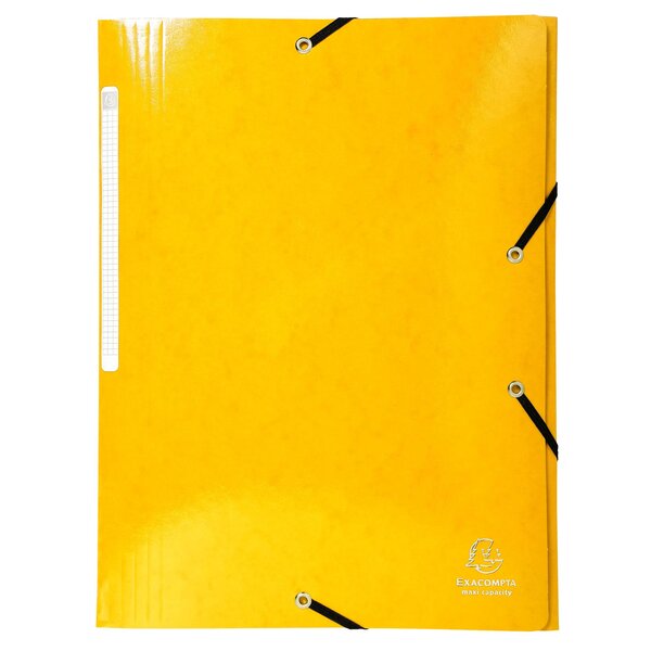 Chemise À Élastiques 3 Rabats Maxi Capacity Carte Lustrée Pelliculée 425gm2 Iderama A4 - Jaune - X 25 - Exacompta