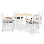 vidaXL Salon de jardin 5 Pièces résine tressée blanc