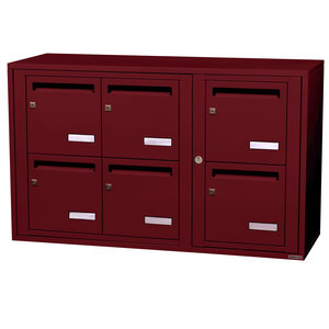 Bloc collectif leabox.com 3x2 grade 3 simple face Intérieur fixation murale Rouge pourpre RAL 3004 finition brillante