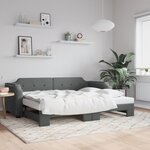 vidaXL Lit de jour avec lit gigogne gris foncé 90x200 cm tissu