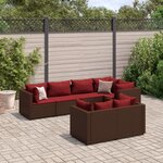 vidaXL Salon de jardin avec coussins 7 Pièces marron résine tressée