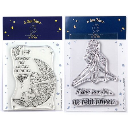 4 Tampons transparents Le Petit Prince Lune et messages