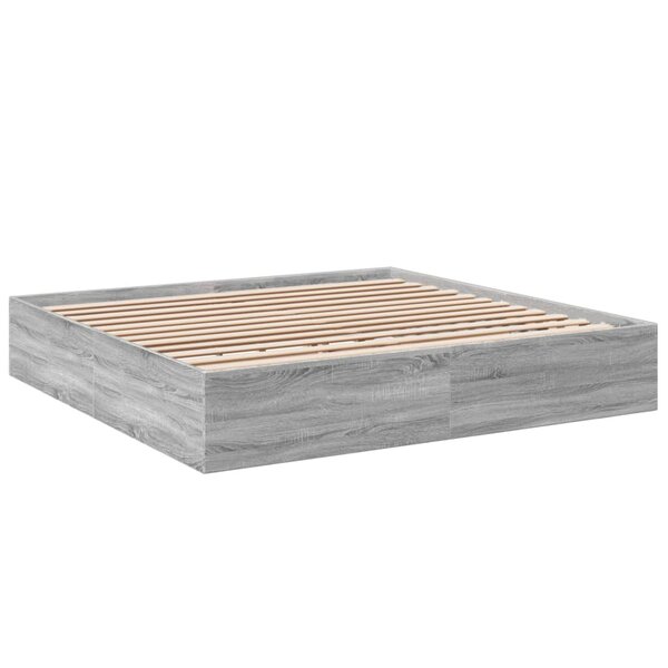 vidaXL Cadre de lit sonoma gris 200x200 cm bois d'ingénierie