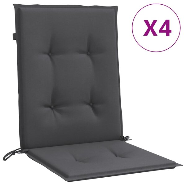 vidaXL Coussins de chaise à dossier bas lot de 4 anthracite mélangé