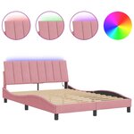 vidaXL Cadre de lit avec lumières LED rose 120x200 cm velours