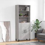 vidaXL Buffet haut Sonoma gris 69 5x34x180 cm Bois d'ingénierie