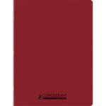 Cahier recyclé et recyclable  96 pages seyès 90 g  couverture polypropylène rouge  format 24 x 32 cm CONQUERANT