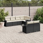 vidaXL Salon de jardin 7 Pièces avec coussins noir résine tressée