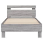 vidaXL Cadre de lit tête de lit et lumières LED sonoma gris 100x200 cm