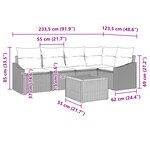 vidaXL Ensemble de Canapé de Jardin 6 Pièces avec Coussins Beige Poly Rotin Acacia