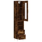 vidaXL Buffet haut Chêne fumé 34 5x34x180 cm Bois d'ingénierie