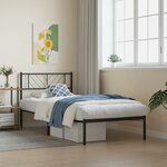 vidaXL Cadre de lit métal avec tête de lit noir 75x190 cm