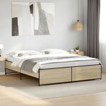 vidaXL Cadre de lit chêne sonoma 200x200 cm bois d'ingénierie et métal