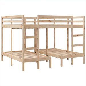 vidaXL Lit superposé triple 140x200/70x140 cm bois de pin massif