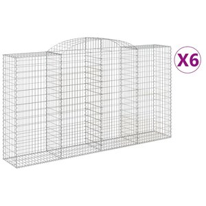 vidaXL Paniers à gabions arqués 6 Pièces 300x50x160/180 cm fer galvanisé