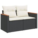 vidaXL Salon de jardin 11 Pièces avec coussins noir résine tressée