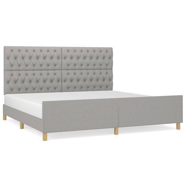 vidaXL Cadre de lit avec tête de lit Gris clair 200x200 cm Tissu