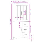 vidaXL Buffet haut Blanc 69 5x34x180 cm Bois d'ingénierie