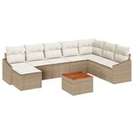 vidaXL Ensemble de Canapé de Jardin 9 Pièces avec Coussin Beige Poly Rattan Acacia