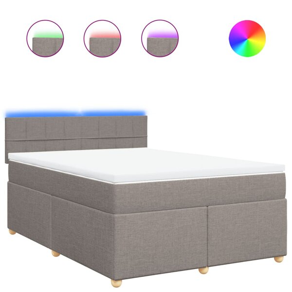 vidaXL Sommier à lattes de lit avec matelas Taupe 140x190 cm Tissu