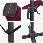 vidaXL Parasol déporté Roma de avec LED Rouge Bordeaux 352x251x265 cm Aluminium