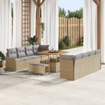 Ensemble de Canapés de Jardin vidaXL 11 Pièces avec Coussins Beige Rattan Poly Acacia